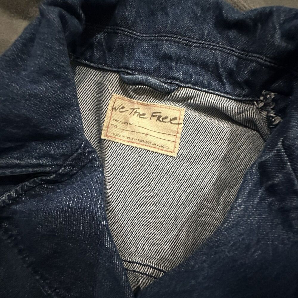 We The Free People Denim Jacket Cropped Womens Small Jean Boxy Blue - Picture 4 of 8